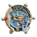 sicily map italy fridge magnet – island touristic landmark design for travel memory & nautical decor