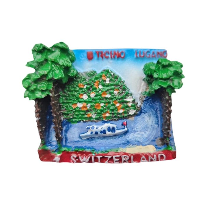 ticino lugano switzerland fridge magnet – lakeside boat scene travel gift for souvenir collectors & decor fans