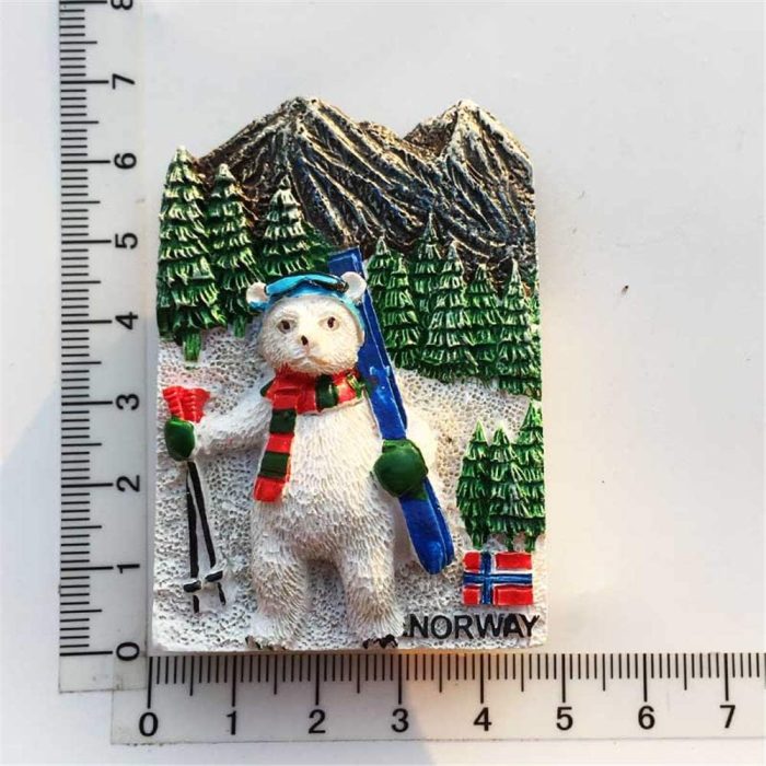 skiing polar bear norway fridge magnet – cute arctic animal souvenir & winter sports travel gift