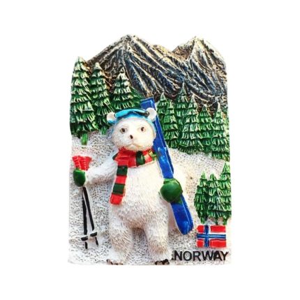 skiing polar bear norway fridge magnet – cute arctic animal souvenir & winter sports travel gift