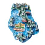 italy map fridge magnet colorful 3d landmark icons of rome, milan, rimini & more perfect for world travelers
