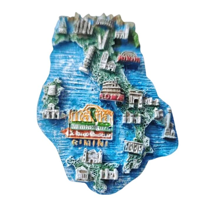 italy map fridge magnet colorful 3d landmark icons of rome, milan, rimini & more perfect for world travelers