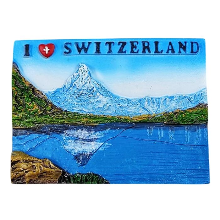 i love switzerland fridge magnet – matterhorn mountain and lake reflection travel gift & scenic decor