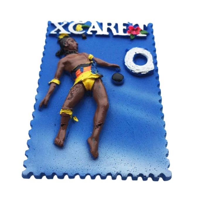 xcaret dancer fridge magnet traditional mexican performer in vibrant costume & stamp style art