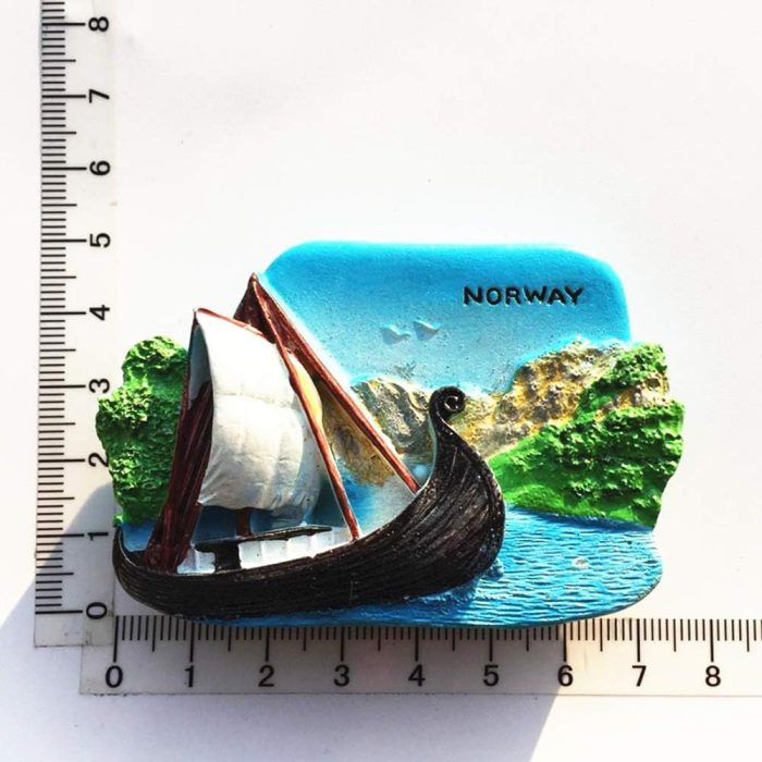 viking ship norway fridge magnet – traditional nordic sailing souvenir & seaside adventure decor