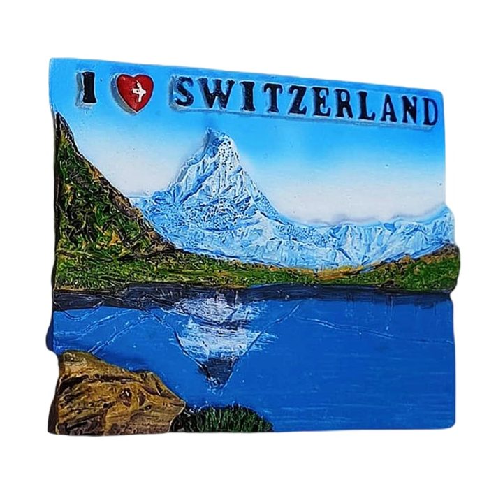 i love switzerland fridge magnet – matterhorn mountain and lake reflection travel gift & scenic decor