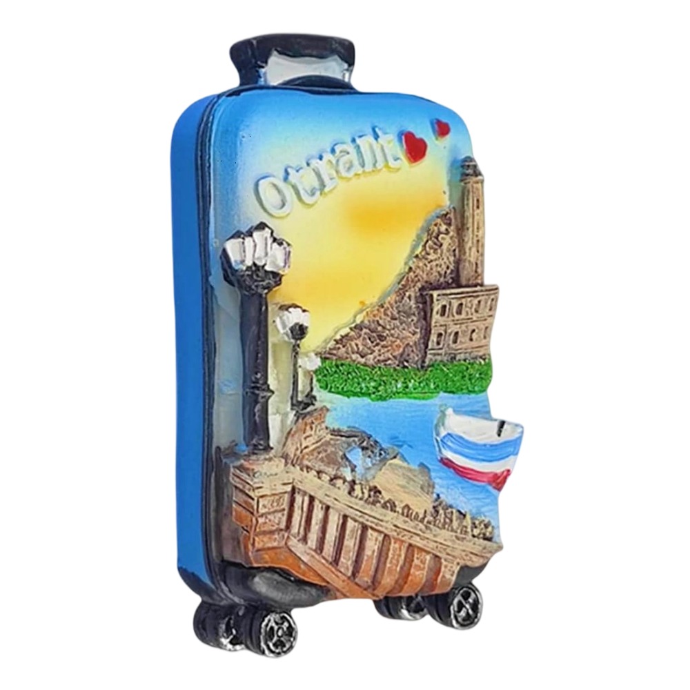 otranto italy fridge magnet suitcase design travel souvenir & coastal view kitchen decor