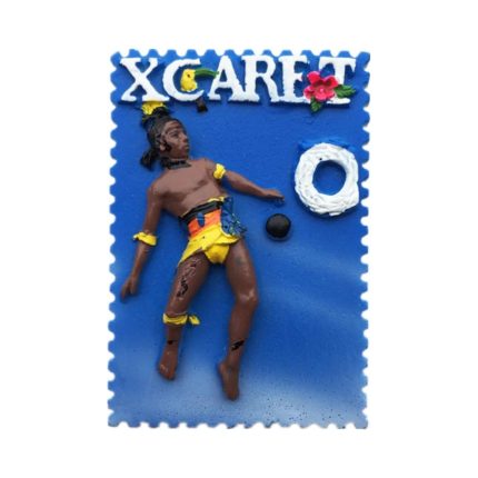 xcaret dancer fridge magnet traditional mexican performer in vibrant costume & stamp style art