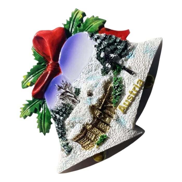 austria christmas bells fridge magnets – snowy holiday scene souvenir & festive fridge ornament