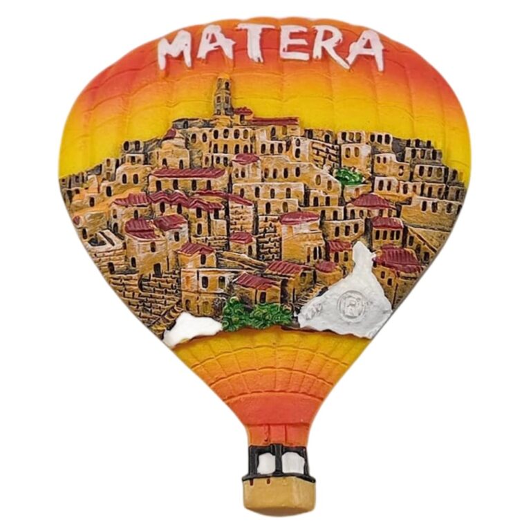 matera italy fridge magnet – sassi stone city balloon shaped travel keepsake & rustic wall decor