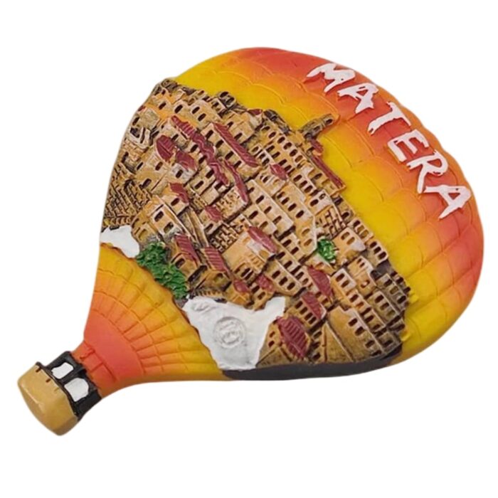 matera italy fridge magnet – sassi stone city balloon shaped travel keepsake & rustic wall decor