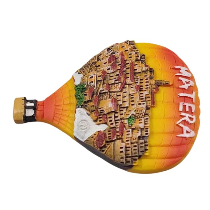 matera italy fridge magnet – sassi stone city balloon shaped travel keepsake & rustic wall decor