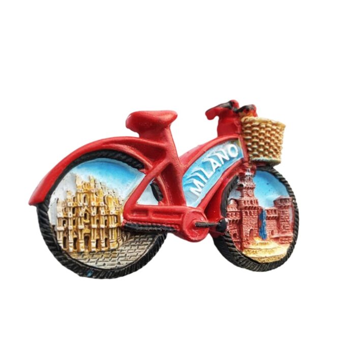 milan bicycle italy fridge magnet – milano city sightseeing souvenir & cycling adventure decor piece