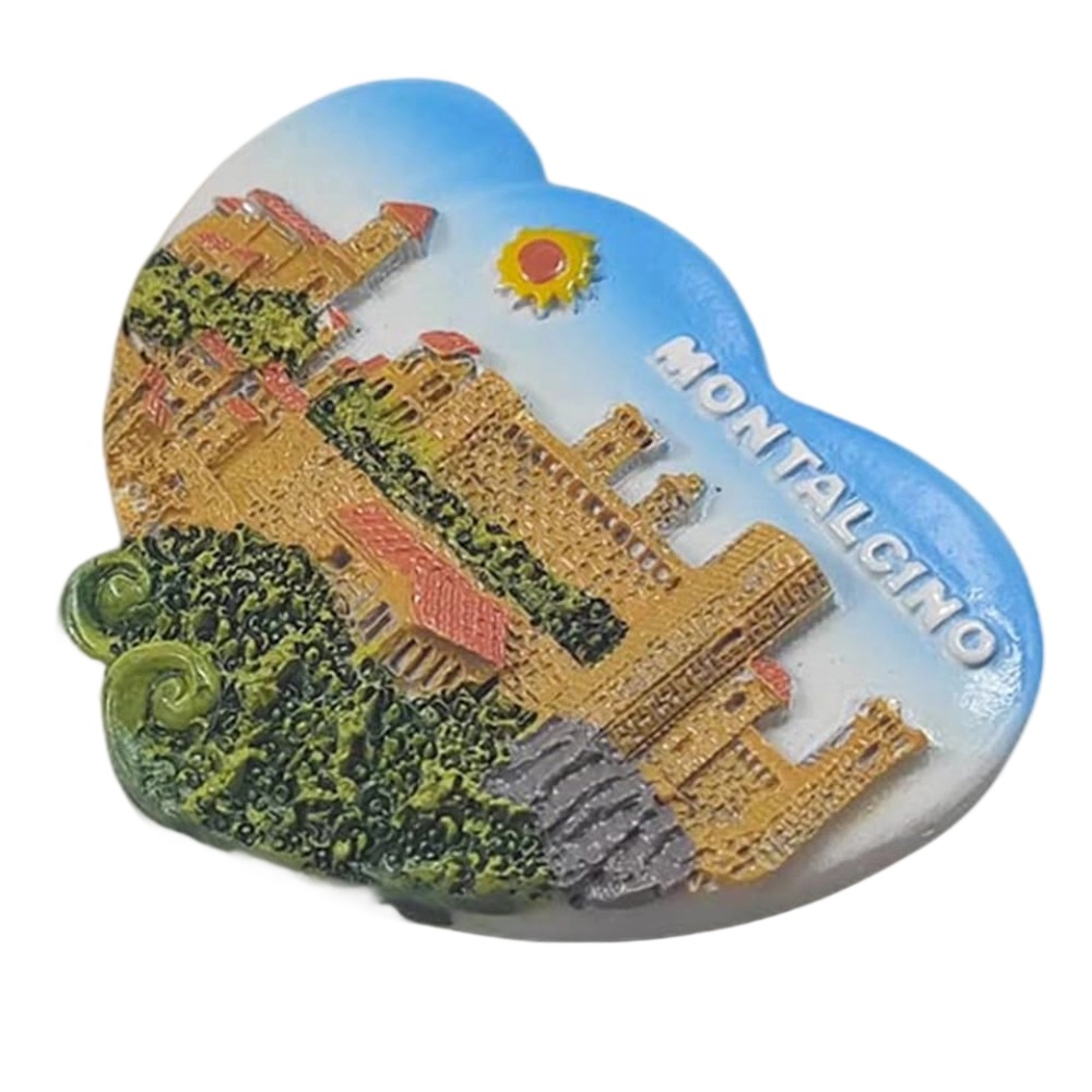 montalcino italy fridge magnet – heart shaped tuscan fortress gift & countryside fridge accent