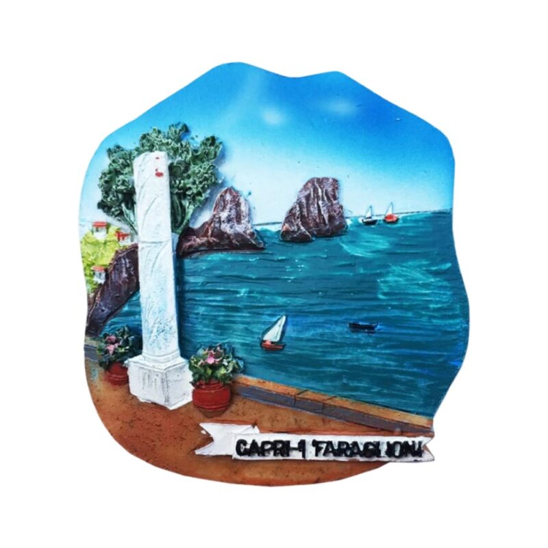 capri faraglioni italy fridge magnet – island sea cliffs with sailing boats – blue ocean souvenir & scenic message board decor