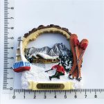 switzerland ski resort fridge magnet – snowy mountain scene with gondola travel gift & winter decor