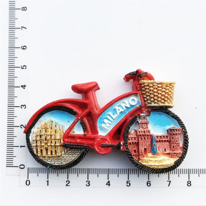 milan bicycle italy fridge magnet – milano city sightseeing souvenir & cycling adventure decor piece