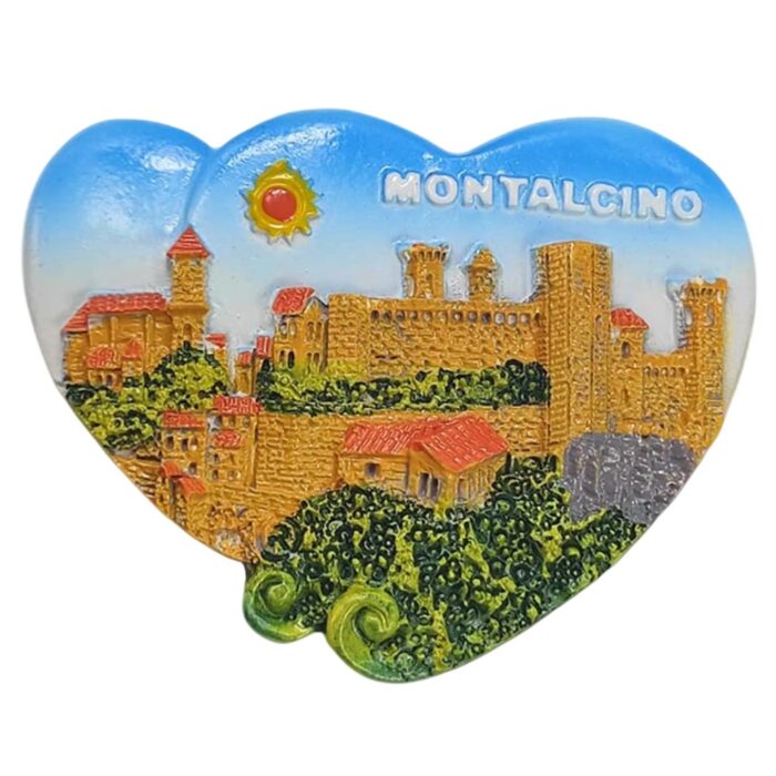 montalcino italy fridge magnet – heart shaped tuscan fortress gift & countryside fridge accent
