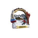 switzerland ski resort fridge magnet – snowy mountain scene with gondola travel gift & winter decor
