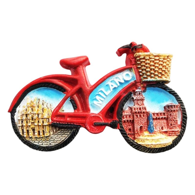 milan bicycle italy fridge magnet – milano city sightseeing souvenir & cycling adventure decor piece