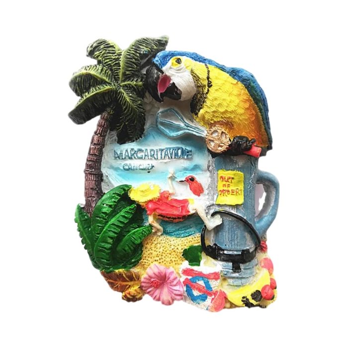 tiki bar parrot fridge magnet whimsical margaritaville cocktail theme with "out of order" sign