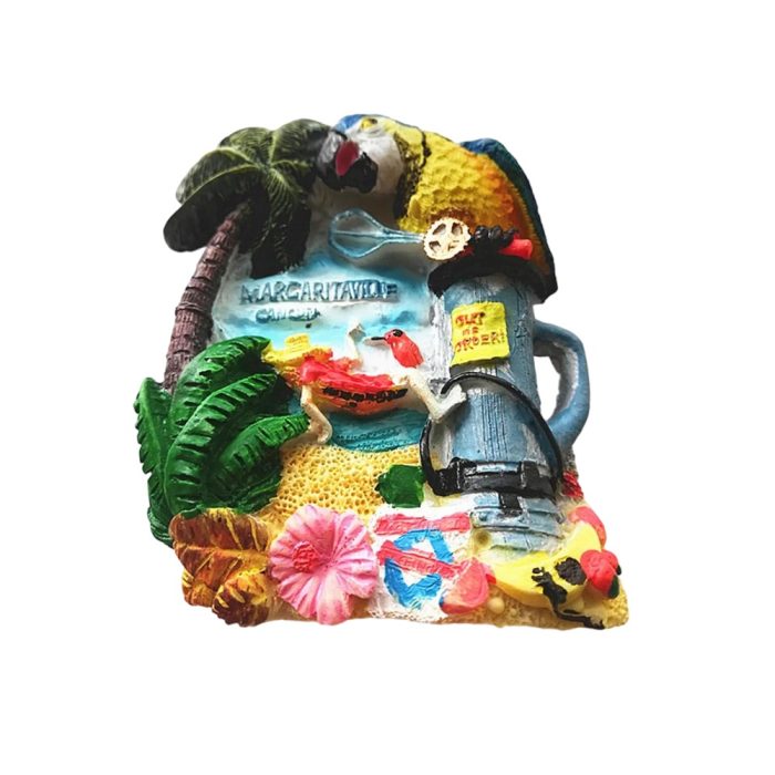 tiki bar parrot fridge magnet whimsical margaritaville cocktail theme with "out of order" sign