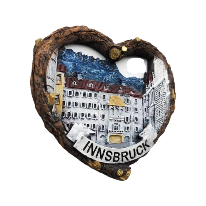 innsbruck austria heart shaped fridge magnets – alpine town travel keepsake & romantic gift
