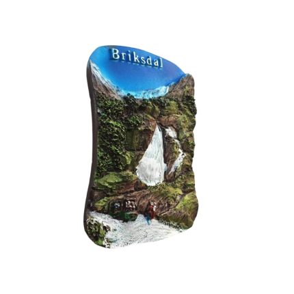 briksdal norway waterfall fridge magnet – majestic glacier landscape souvenir & wilderness decor