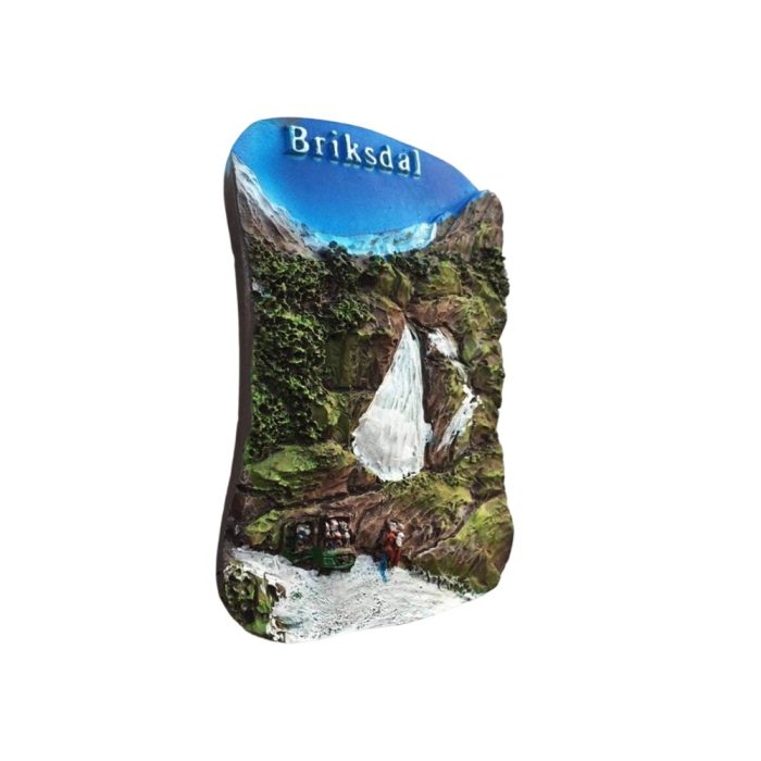 briksdal norway waterfall fridge magnet – majestic glacier landscape souvenir & wilderness decor