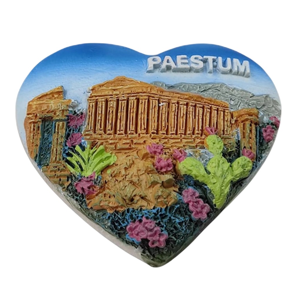 paestum italy fridge magnet – heart shaped ancient greek temple gift & cultural travel memento