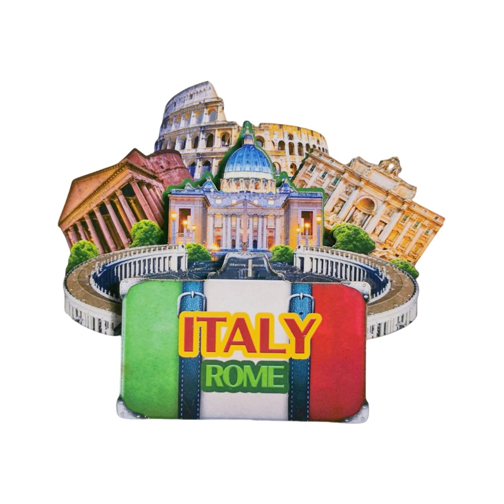 rome italy fridge magnet – colorful landmark collage with flag for travel souvenir & fridge art collection