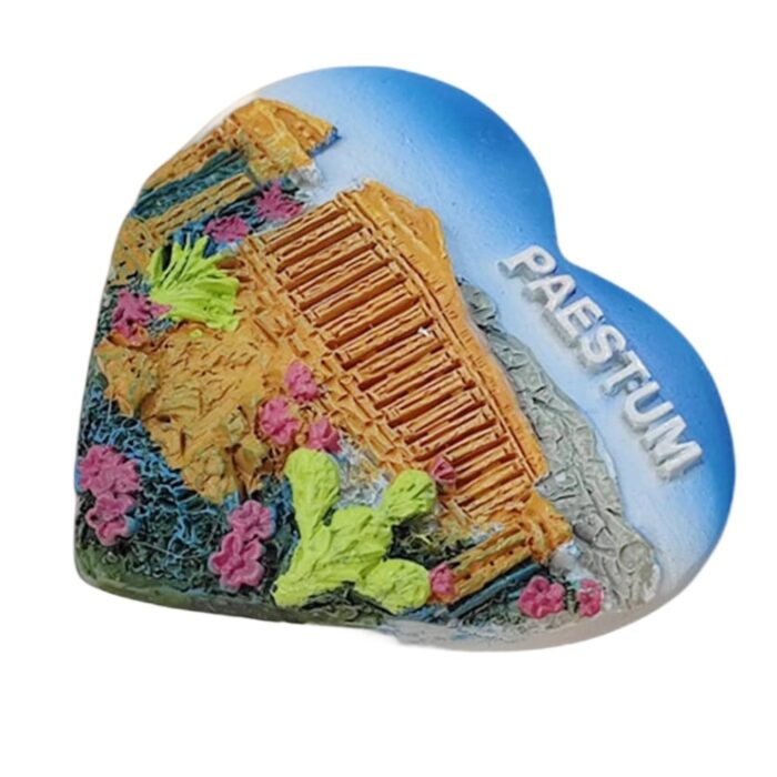 paestum italy fridge magnet – heart shaped ancient greek temple gift & cultural travel memento