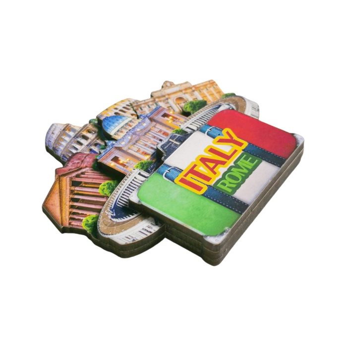 rome italy fridge magnet – colorful landmark collage with flag for travel souvenir & fridge art collection