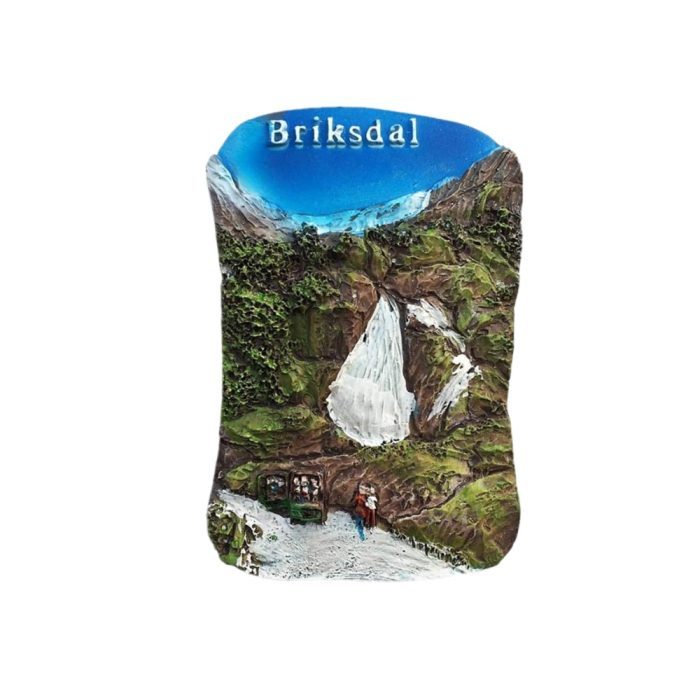 briksdal norway waterfall fridge magnet – majestic glacier landscape souvenir & wilderness decor