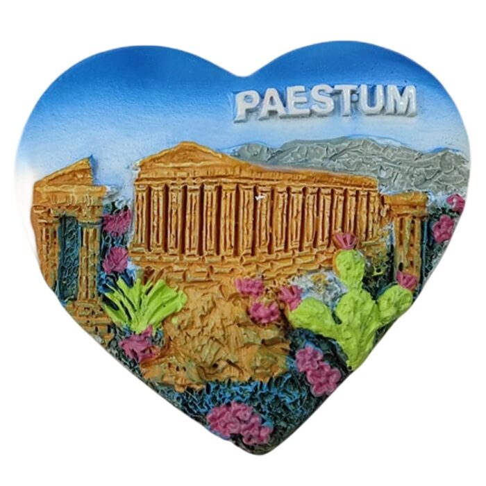 paestum italy fridge magnet – heart shaped ancient greek temple gift & cultural travel memento