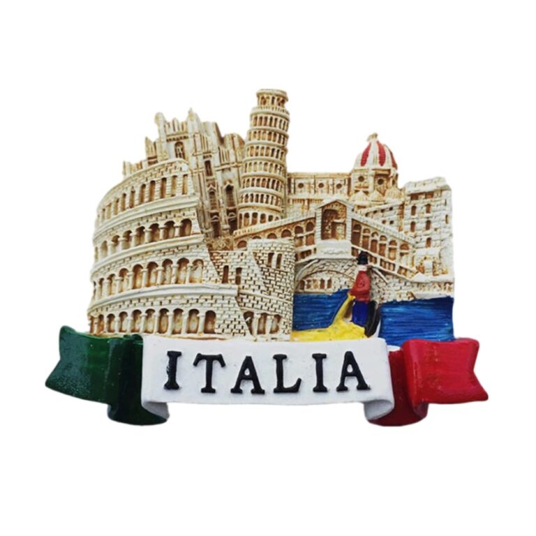 italy landmark fridge magnet – colosseum, pisa, and florence miniature collage – grand tour souvenir & mediterranean decor piece