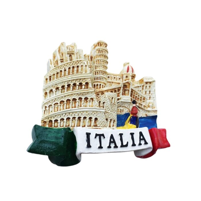 italy landmark fridge magnet – colosseum, pisa, and florence miniature collage – grand tour souvenir & mediterranean decor piece