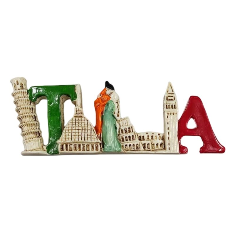 italia letters landmark fridge magnet – italy symbolic city icons souvenir & kitchen board ornament