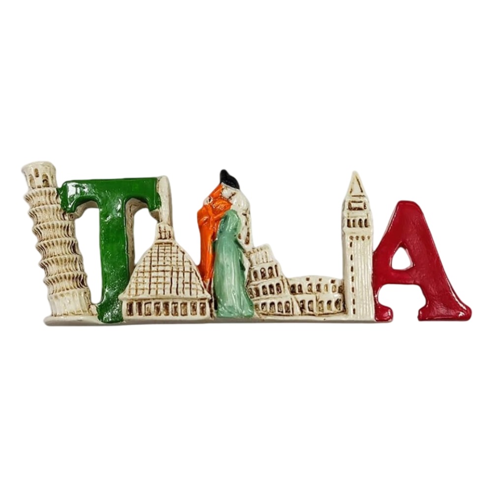 italia letters landmark fridge magnet – italy symbolic city icons souvenir & kitchen board ornament