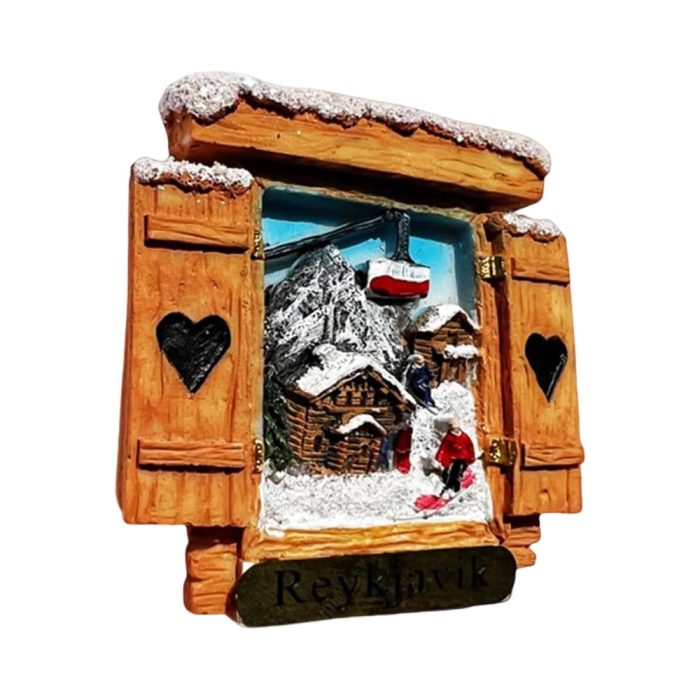 reykjavik iceland winter ski village fridge magnet – scenic snow souvenir & alpine holiday gift