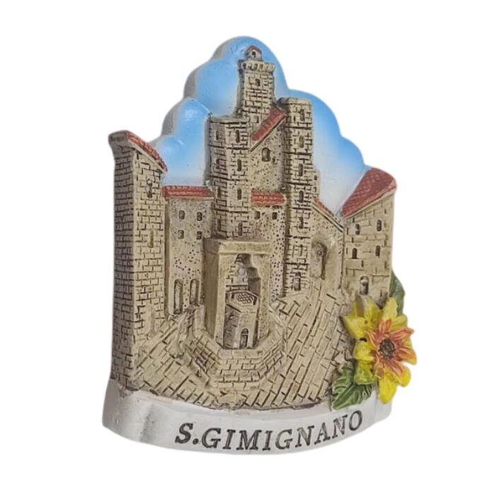 san gimignano italy fridge magnet medieval towers and sunflower, tuscan travel gift & kitchen decor