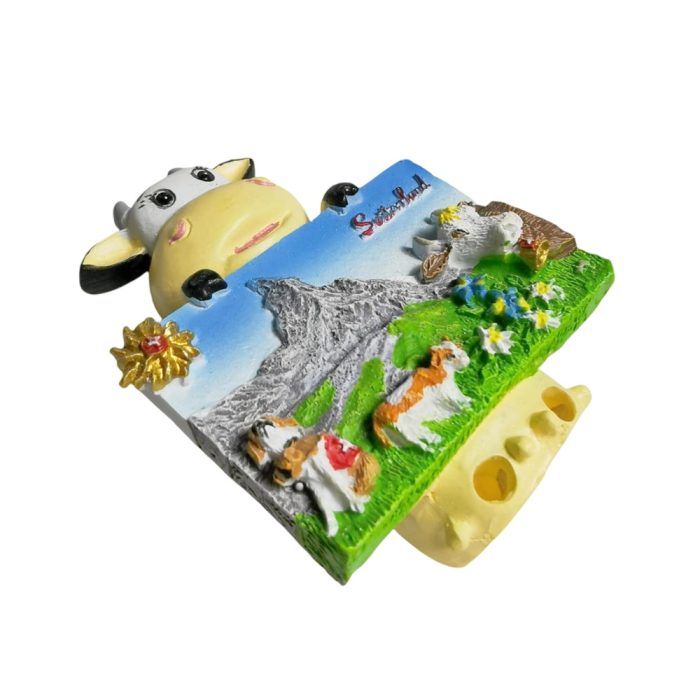 switzerland cow style fridge magnet – alpine animal scene travel souvenir gift for kitchen or whiteboard