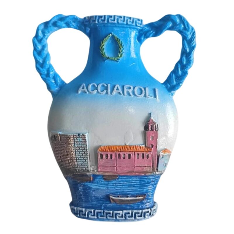 acciaroli italy fridge magnet – ceramic amphora coastal scene souvenir & mediterranean decor