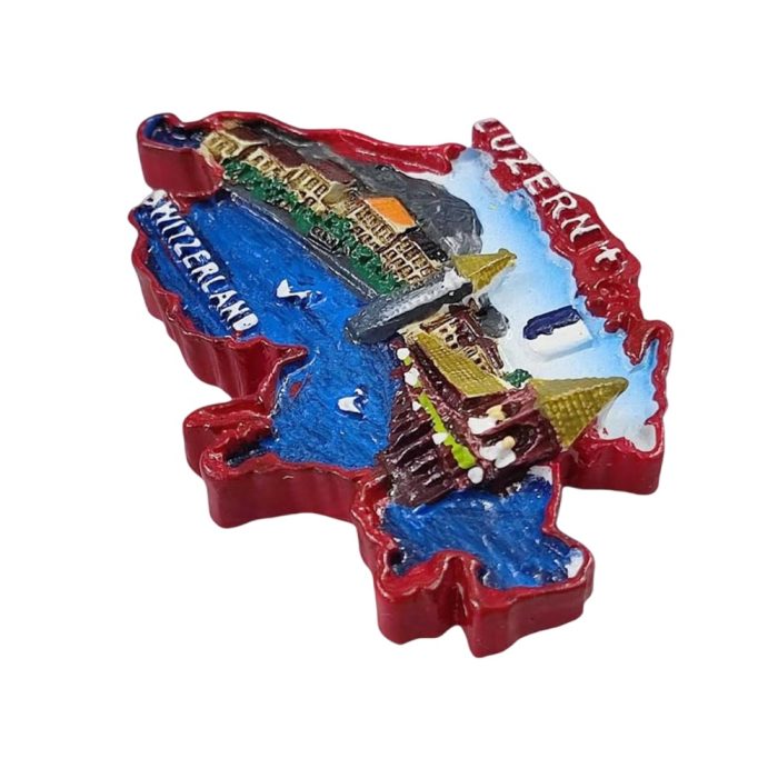 lucerne map shaped switzerland fridge magnet – chapel bridge scene travel gift for magnet collectors