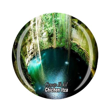 ik kil cenote fridge magnet mystical chichen itza sinkhole with lush vines & stone staircase