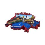 lucerne map shaped switzerland fridge magnet – chapel bridge scene travel gift for magnet collectors