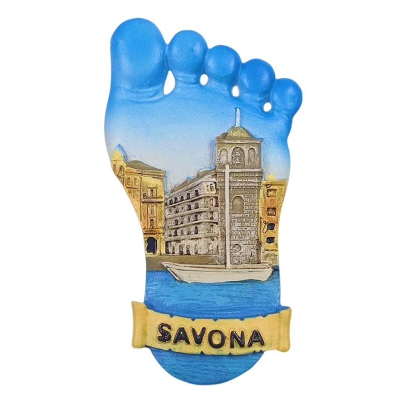 savona italy fridge magnet – footprint design seaside architecture souvenir & nautical memo accent