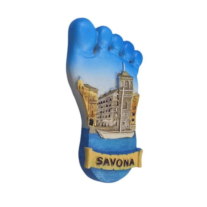 savona italy fridge magnet – footprint design seaside architecture souvenir & nautical memo accent