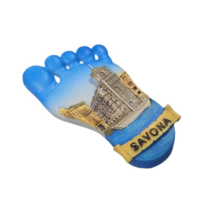 savona italy fridge magnet – footprint design seaside architecture souvenir & nautical memo accent