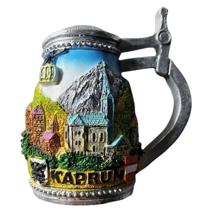 kaprun austria beer mug fridge magnets – alpine village travel gift & scenic stein decor
